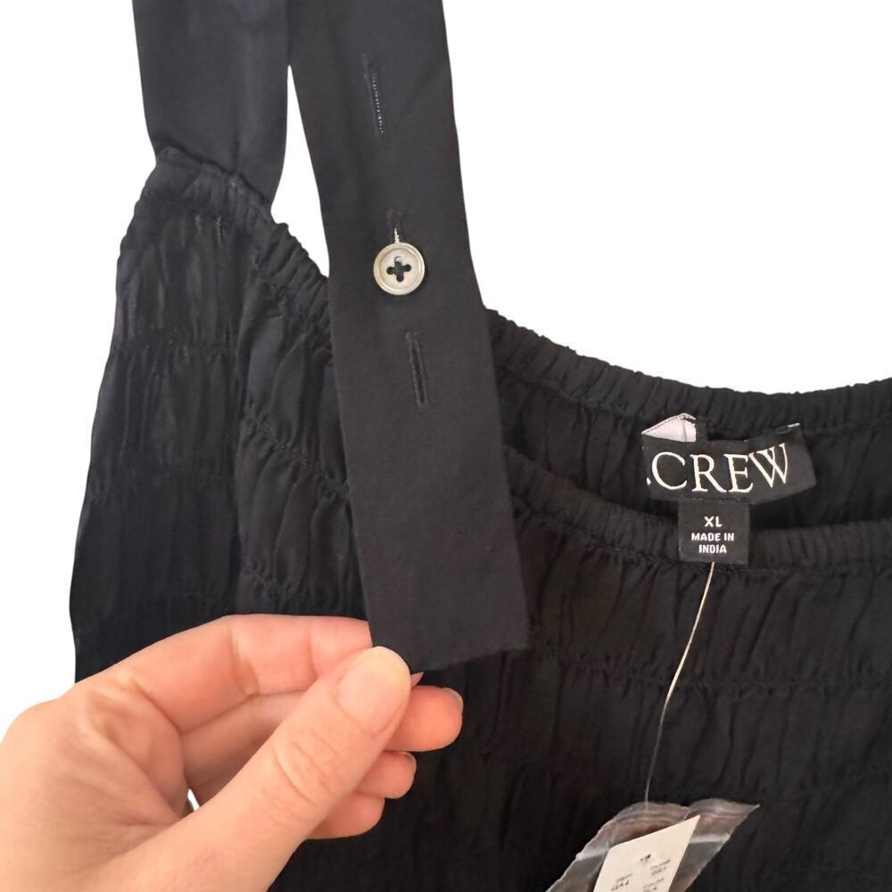 NWT J. Crew Smocked Midi Dress in Black CK734 Size XL - Picture 7 of 11